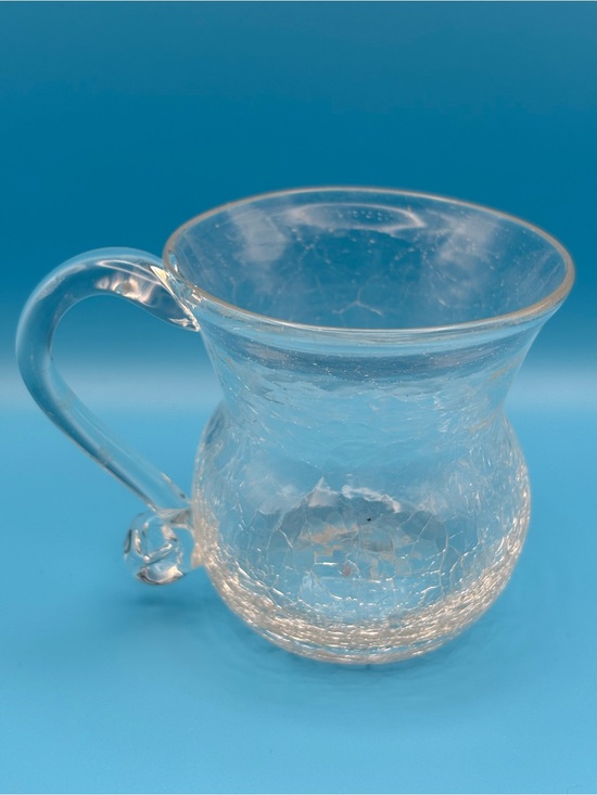 Source Unknown Other - Clear Crackle Glass Bud Vase or Creamer Pitcher with Textured Cracked Appearance